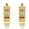 Oro Laminado Small Hoop, Gold Filled Style with Garnet and White Micro Pave, Polished, Golden Finish, 02.210.0289.1.20