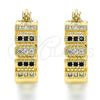 Oro Laminado Small Hoop, Gold Filled Style with Black and White Micro Pave, Polished, Golden Finish, 02.210.0289.2.20
