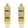 Oro Laminado Small Hoop, Gold Filled Style with Black and White Micro Pave, Polished, Golden Finish, 02.210.0289.2.20