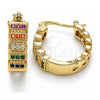 Oro Laminado Small Hoop, Gold Filled Style with Multicolor Micro Pave, Polished, Golden Finish, 02.210.0289.3.20