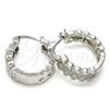 Rhodium Plated Small Hoop, with White Micro Pave, Polished, Rhodium Finish, 02.210.0289.4.20