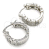 Rhodium Plated Small Hoop, with White Micro Pave, Polished, Rhodium Finish, 02.210.0289.4.20