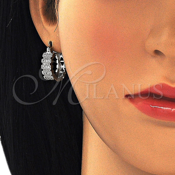 White Gold Filled Hoop Earrings — Small Hoop with White Micro Pave Polished 02. — alternate product view — SKU 127312 | Oro Laminado Blanco aretes de aro — Small Hoop with blanco Micro Pave pulido 02. — SKU 127312