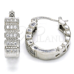 White Gold Filled Hoop Earrings — Small Hoop with White Micro Pave Polished 02. — main product view — SKU 127312 | Oro Laminado Blanco aretes de aro — Small Hoop with blanco Micro Pave pulido 02. — SKU 127312