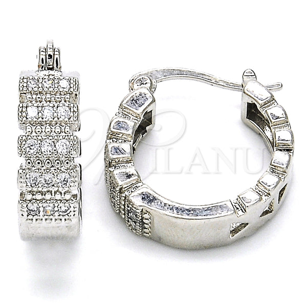 White Gold Filled Hoop Earrings — Small Hoop with White Micro Pave Polished 02. — main product view — SKU 127312 | Oro Laminado Blanco aretes de aro — Small Hoop with blanco Micro Pave pulido 02. — SKU 127312
