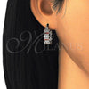 Rhodium Gold Filled Small Hoop, with Garnet and White Micro Pave, Polished, Rhodium Finish, 02.210.0289.5.20