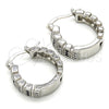Rhodium Plated Small Hoop, with Black and White Micro Pave, Polished, Rhodium Finish, 02.210.0289.6.20