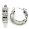 Rhodium Plated Small Hoop, with Black and White Micro Pave, Polished, Rhodium Finish, 02.210.0289.6.20