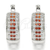 Rhodium Gold Filled Small Hoop, with Garnet and White Cubic Zirconia, Polished, Rhodium Finish, 02.210.0290.5.20