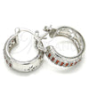 Rhodium Gold Filled Small Hoop, with Garnet and White Cubic Zirconia, Polished, Rhodium Finish, 02.210.0290.5.20