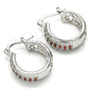 Rhodium Gold Filled Small Hoop, with Garnet and White Cubic Zirconia, Polished, Rhodium Finish, 02.210.0290.5.20