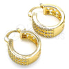 Oro Laminado Small Hoop, Gold Filled Style with White Cubic Zirconia, Polished, Golden Finish, 02.210.0291.20