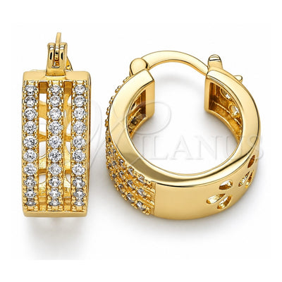 Oro Laminado Small Hoop, Gold Filled Style with White Cubic Zirconia, Polished, Golden Finish, 02.210.0291.20