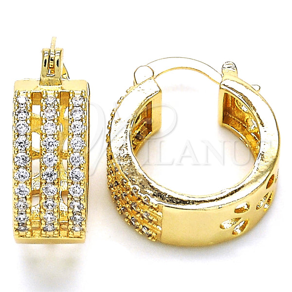 Gold Filled Hoop Earrings — Small Hoop with White Cubic Zirconia Polished 02. — main product view — SKU 127324 | Oro Laminado aretes de aro — Small Hoop with blanco Cubic Zirconia pulido 02. — SKU 127324