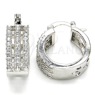 Rhodium Gold Filled Small Hoop, with White Cubic Zirconia, Polished, Rhodium Finish, 02.210.0291.4.20