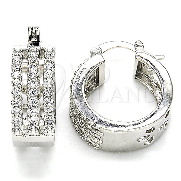 Rhodium Gold Filled Small Hoop, with White Cubic Zirconia, Polished, Rhodium Finish, 02.210.0291.4.20