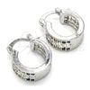 Rhodium Plated Small Hoop, Greek Key Design, with Multicolor Cubic Zirconia, Polished, Rhodium Finish, 02.210.0292.7.15
