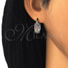 Rhodium Gold Filled Small Hoop, Greek Key Design, with Multicolor Cubic Zirconia, Polished, Rhodium Finish, 02.210.0292.7.15