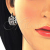 Rhodium Gold Filled Small Hoop, Flower and Leaf Design, with Garnet and White Cubic Zirconia, Polished, Rhodium Finish, 02.210.0293.4.20