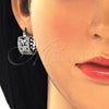 Rhodium Gold Filled Small Hoop, Flower and Leaf Design, with White Cubic Zirconia, Polished, Rhodium Finish, 02.210.0293.7.20