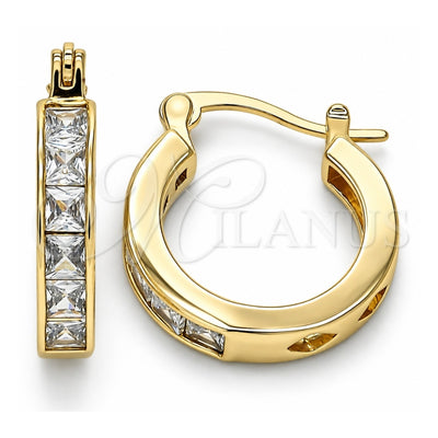 Oro Laminado Small Hoop, Gold Filled Style with White Cubic Zirconia, Polished, Golden Finish, 02.210.0294.20