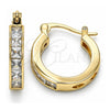 Oro Laminado Small Hoop, Gold Filled Style with White Cubic Zirconia, Polished, Golden Finish, 02.210.0294.20