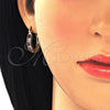 Oro Laminado Small Hoop, Gold Filled Style with Garnet and White Cubic Zirconia, Polished, Golden Finish, 02.210.0294.1.20