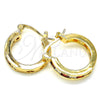 Oro Laminado Small Hoop, Gold Filled Style with Garnet and White Cubic Zirconia, Polished, Golden Finish, 02.210.0294.1.20