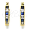 Oro Laminado Small Hoop, Gold Filled Style with Sapphire Blue and White Cubic Zirconia, Polished, Golden Finish, 02.210.0294.2.20