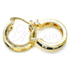 Oro Laminado Small Hoop, Gold Filled Style with Sapphire Blue and White Cubic Zirconia, Polished, Golden Finish, 02.210.0294.2.20