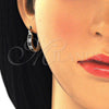 Oro Laminado Small Hoop, Gold Filled Style with Black and White Cubic Zirconia, Polished, Golden Finish, 02.210.0294.3.20