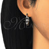 Oro Laminado Small Hoop, Gold Filled Style with Black and White Cubic Zirconia, Polished, Golden Finish, 02.210.0294.3.20