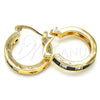 Oro Laminado Small Hoop, Gold Filled Style with Black and White Cubic Zirconia, Polished, Golden Finish, 02.210.0294.3.20