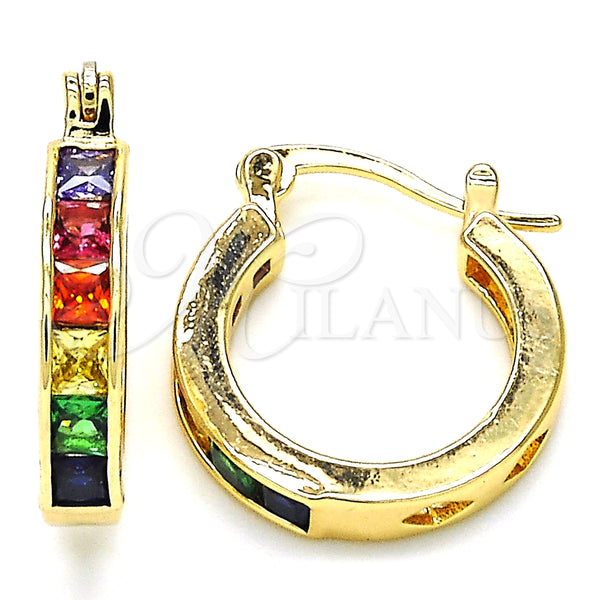 Gold Filled Hoop Earrings — Small Hoop with Multicolor Cubic Zirconia Polished 02. — main product view — SKU 127352 | Oro Laminado aretes de aro — Small Hoop with Multicolor Cubic Zirconia pulido 02. — SKU 127352