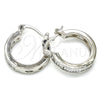 Rhodium Plated Small Hoop, with White Cubic Zirconia, Polished, Rhodium Finish, 02.210.0294.5.20
