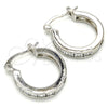 Rhodium Plated Small Hoop, with White Cubic Zirconia, Polished, Rhodium Finish, 02.210.0294.5.20