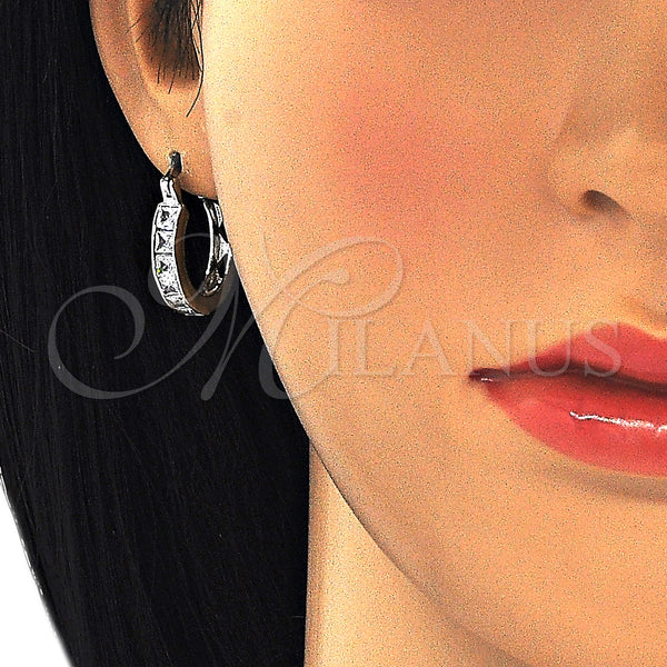 White Gold Filled Hoop Earrings — Small Hoop with White Cubic Zirconia Polished 02. — alternate product view — SKU 127353 | Oro Laminado Blanco aretes de aro — Small Hoop with blanco Cubic Zirconia pulido 02. — SKU 127353