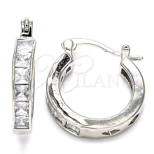 White Gold Filled Hoop Earrings — Small Hoop with White Cubic Zirconia Polished 02. — main product view — SKU 127353 | Oro Laminado Blanco aretes de aro — Small Hoop with blanco Cubic Zirconia pulido 02. — SKU 127353