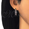 Rhodium Gold Filled Small Hoop, with Garnet and White Cubic Zirconia, Polished, Rhodium Finish, 02.210.0294.6.20