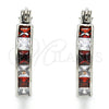 Rhodium Gold Filled Small Hoop, with Garnet and White Cubic Zirconia, Polished, Rhodium Finish, 02.210.0294.6.20