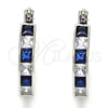 Rhodium Plated Small Hoop, with Sapphire Blue and White Cubic Zirconia, Polished, Rhodium Finish, 02.210.0294.7.20