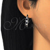 Rhodium Gold Filled Small Hoop, with Sapphire Blue and White Cubic Zirconia, Polished, Rhodium Finish, 02.210.0294.7.20