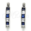 Rhodium Gold Filled Small Hoop, with Sapphire Blue and White Cubic Zirconia, Polished, Rhodium Finish, 02.210.0294.7.20