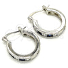 Rhodium Gold Filled Small Hoop, with Sapphire Blue and White Cubic Zirconia, Polished, Rhodium Finish, 02.210.0294.7.20