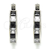 Rhodium Plated Small Hoop, with Black and White Cubic Zirconia, Polished, Rhodium Finish, 02.210.0294.8.20
