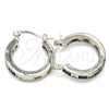 Rhodium Plated Small Hoop, with Black and White Cubic Zirconia, Polished, Rhodium Finish, 02.210.0294.8.20