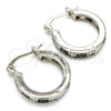 Rhodium Plated Small Hoop, with Black and White Cubic Zirconia, Polished, Rhodium Finish, 02.210.0294.8.20