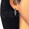 Rhodium Gold Filled Small Hoop, with Black and White Cubic Zirconia, Polished, Rhodium Finish, 02.210.0294.8.20