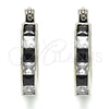 Rhodium Gold Filled Small Hoop, with Black and White Cubic Zirconia, Polished, Rhodium Finish, 02.210.0294.8.20