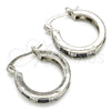 Rhodium Gold Filled Small Hoop, with Black and White Cubic Zirconia, Polished, Rhodium Finish, 02.210.0294.8.20